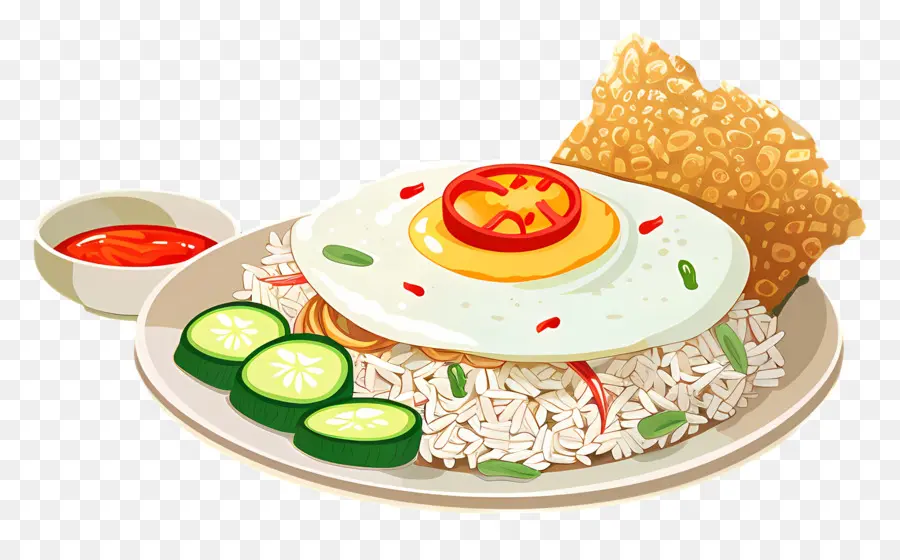 Nasi Lemak，Sahanda Yumurtalı Pilav PNG