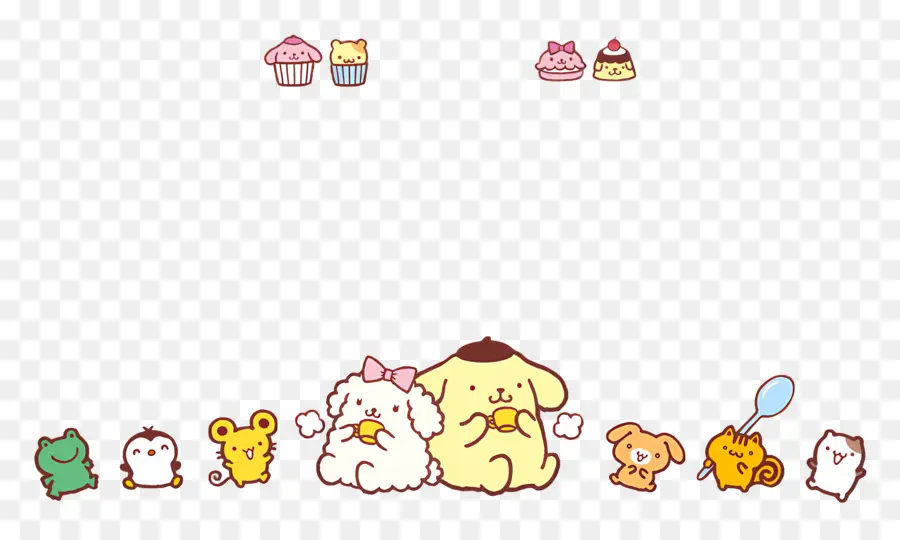 Ponponpurin，Cupcakes Ile Sevimli Hayvanlar PNG