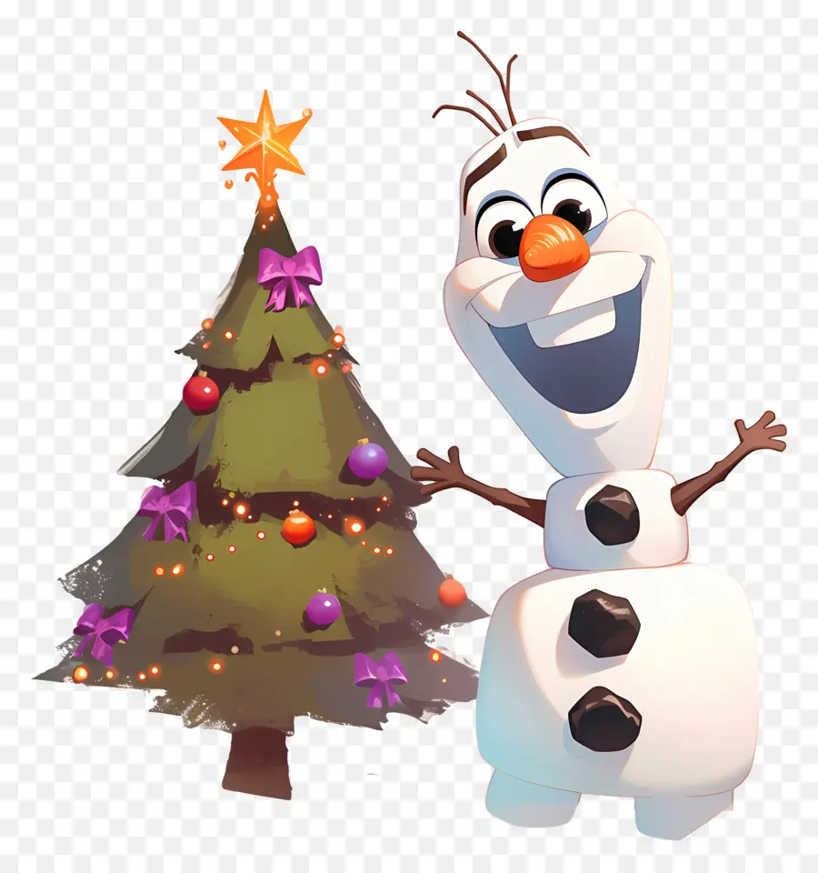 Dondurulmuş Olaf，Noel Ağacı Ile Kardan Adam PNG