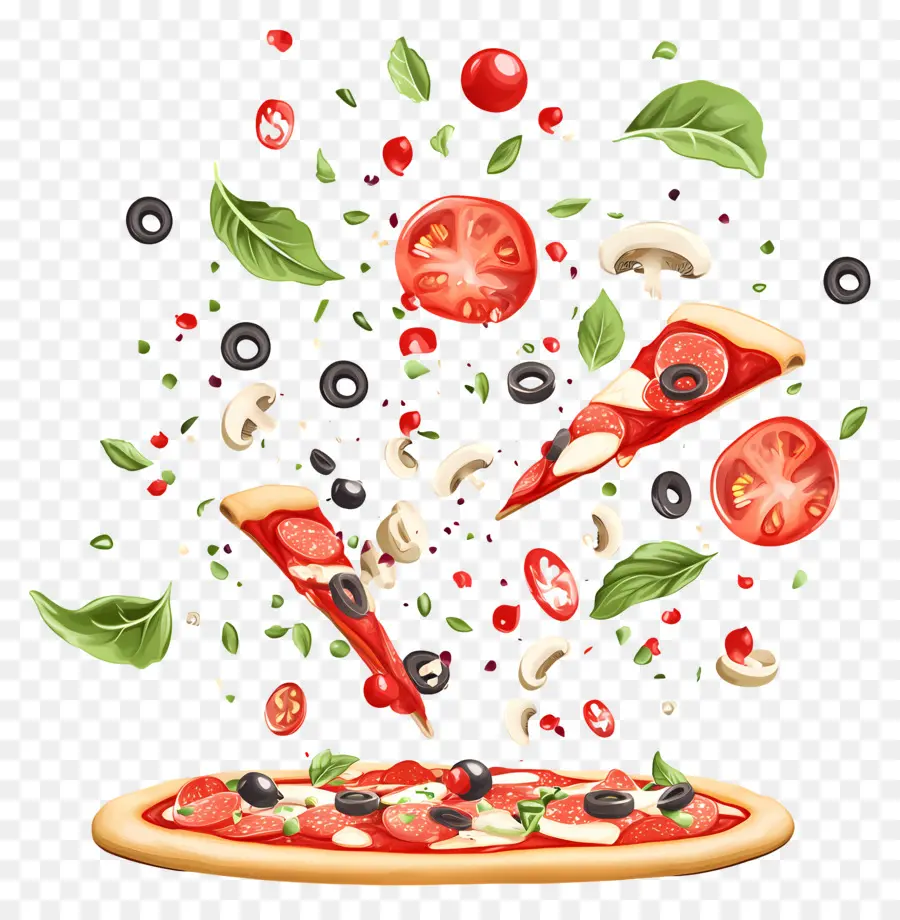 Pizzanın Malzemeleri，Pizza Dilimleri PNG