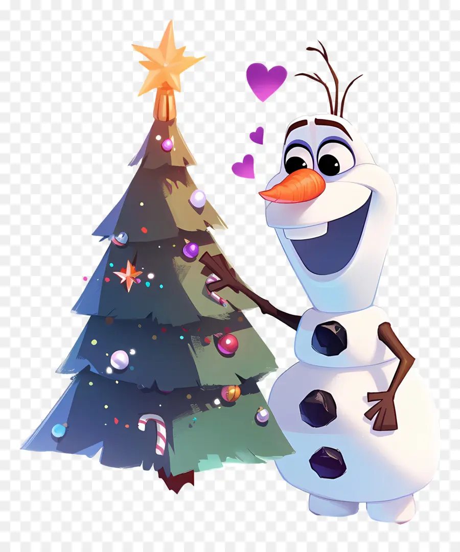 Dondurulmuş Olaf，Noel Ağacı Ile Kardan Adam PNG