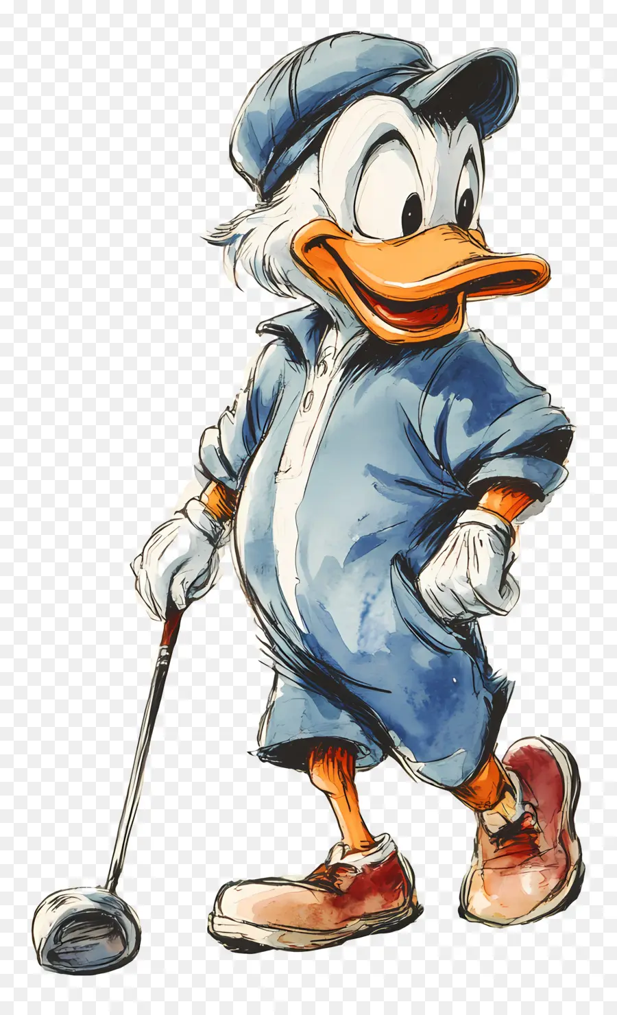 Donald Ördek，Golf Kulübü Ile Karikatür Ördek PNG