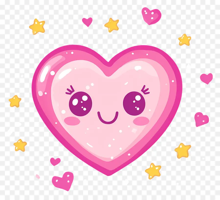 Kawaii Kalp，Yıldızlı Pembe Kalp PNG