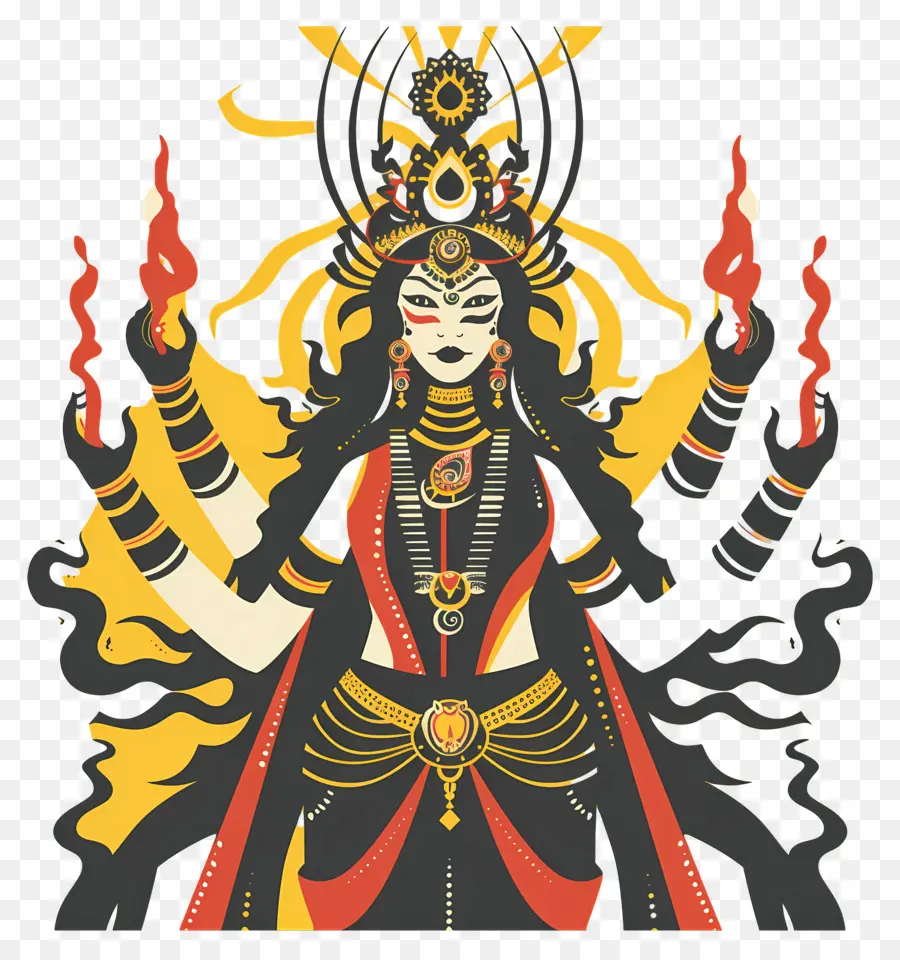 Navratri，Tanrıça Illüstrasyonu PNG