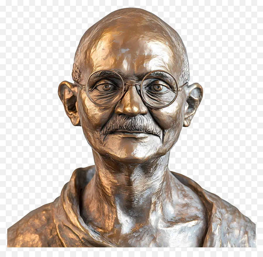 Gandi Jayanti，Gözlüklü Bronz Büstü PNG