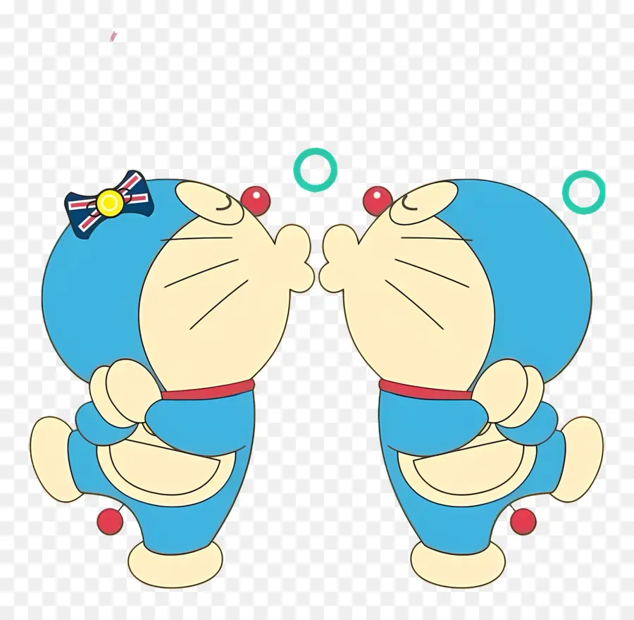 Doraemon，Mavi Robotları Öpüşmek PNG