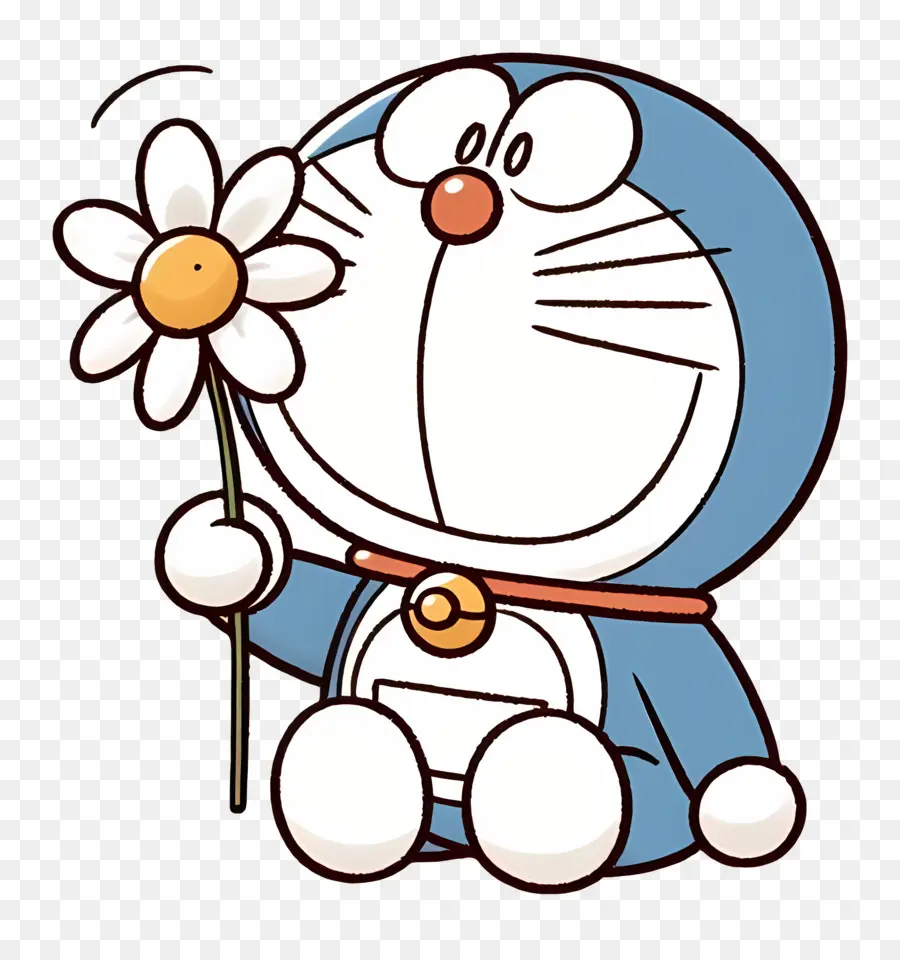 Doraemon，Çiçekli Mavi Robot PNG