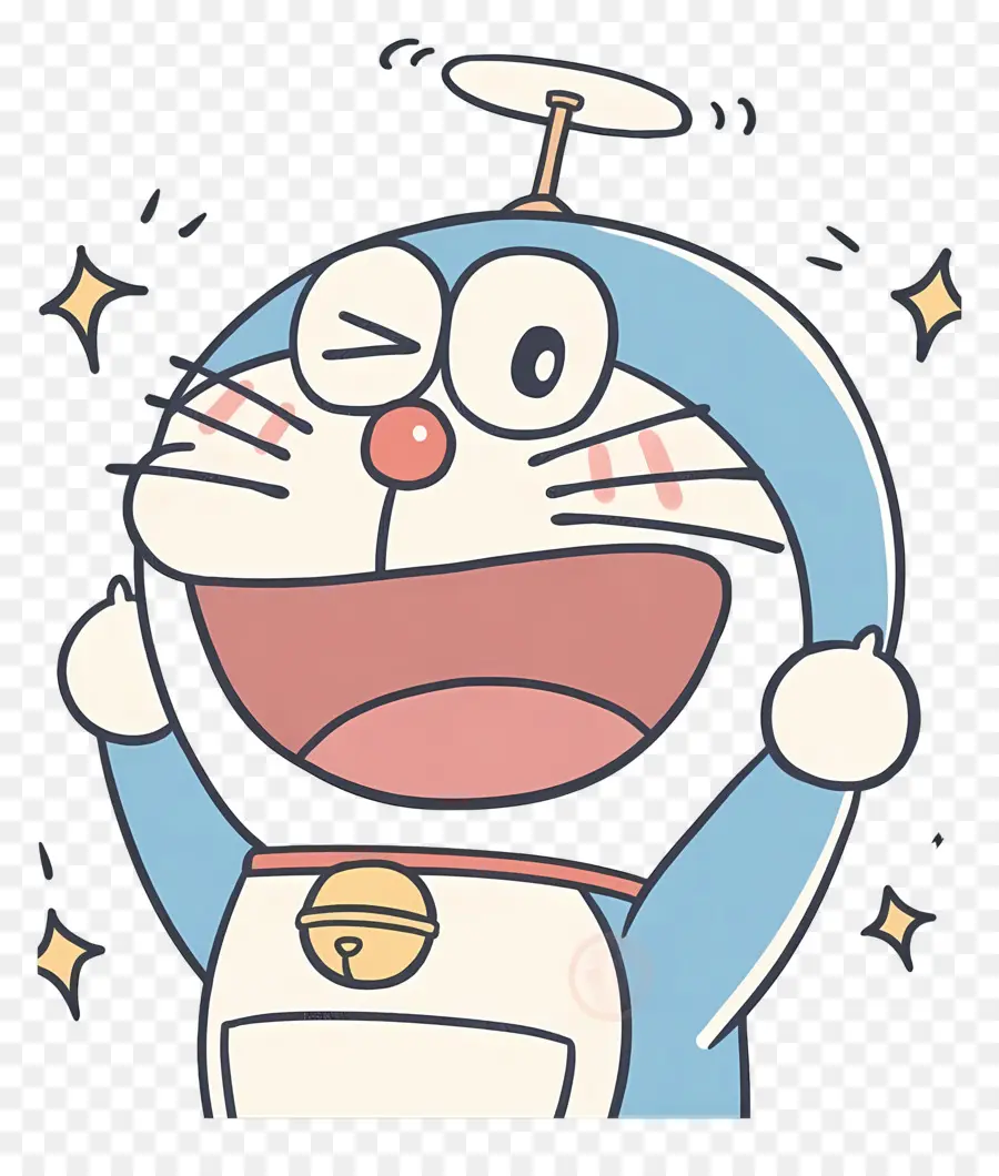 Doraemon，Heyecanlı Mavi Robot PNG