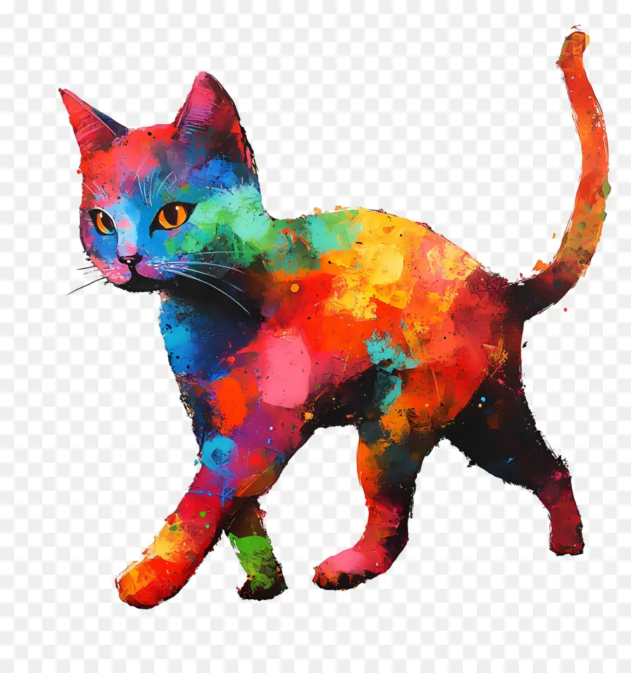 Kedi Yürüyüşü，Renkli Kedi PNG