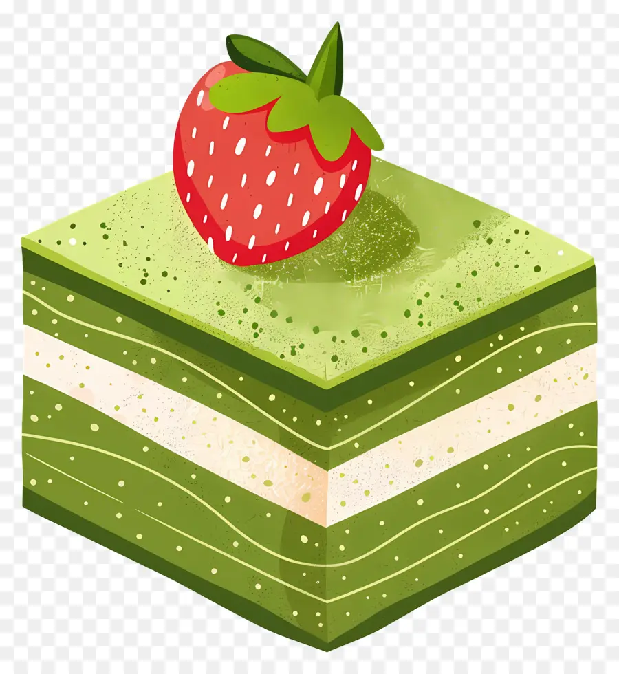 Matcha Kek，Çilekli Yeşil Kek PNG