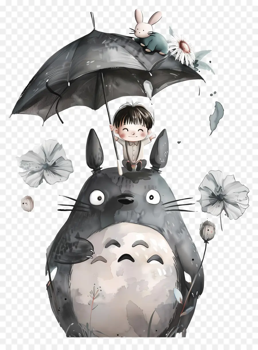 Totoro，Şemsiyeli Totoro PNG